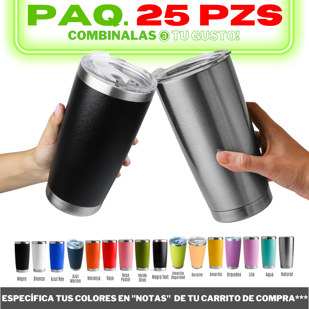 25pzs 20oz / 591ml "CLÁSICO" + Tapa Hermética
