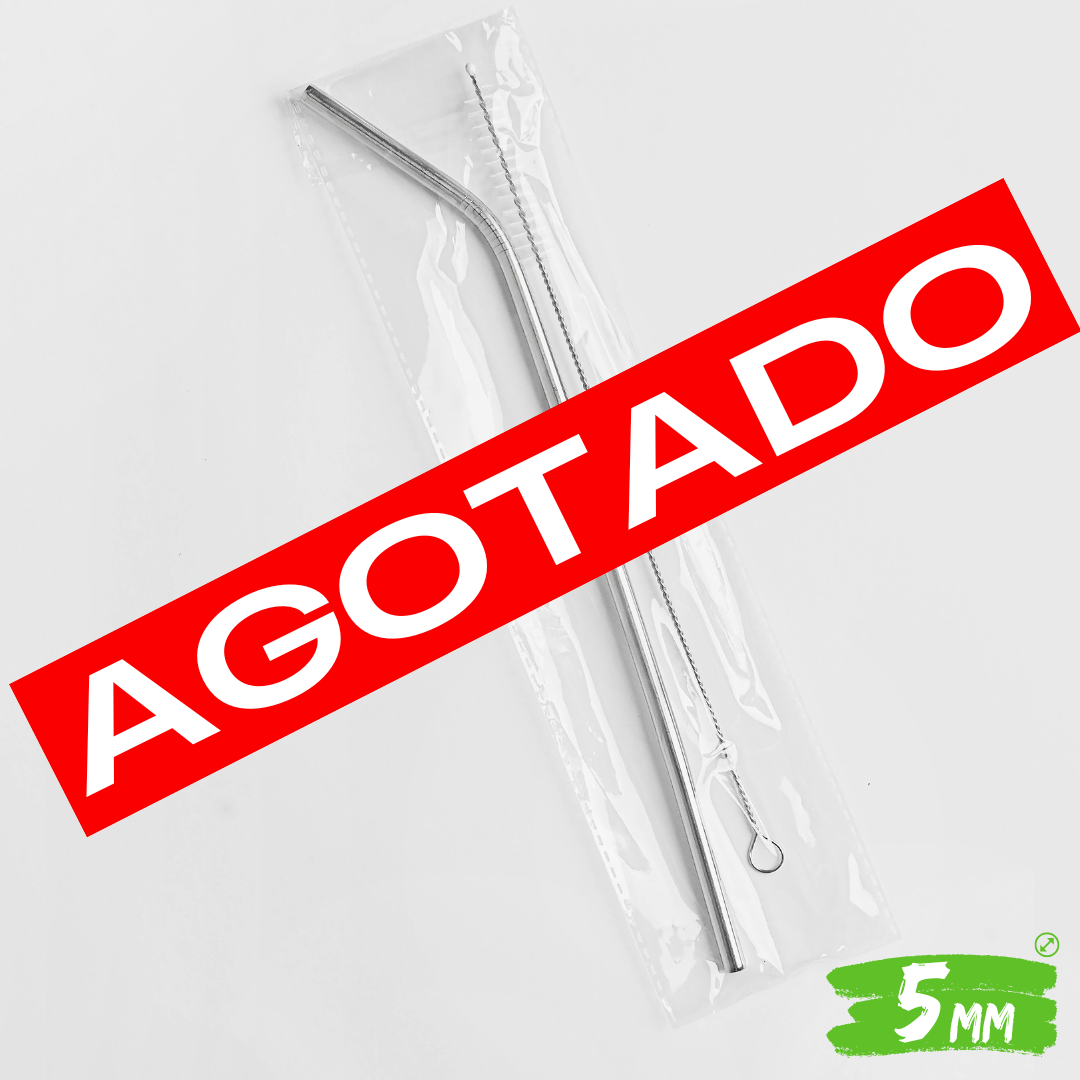 25pzs SET POPOTE CURVO ACERO INOXIDABLE 5.00 MM Y CEPILLO LIMPIADOR