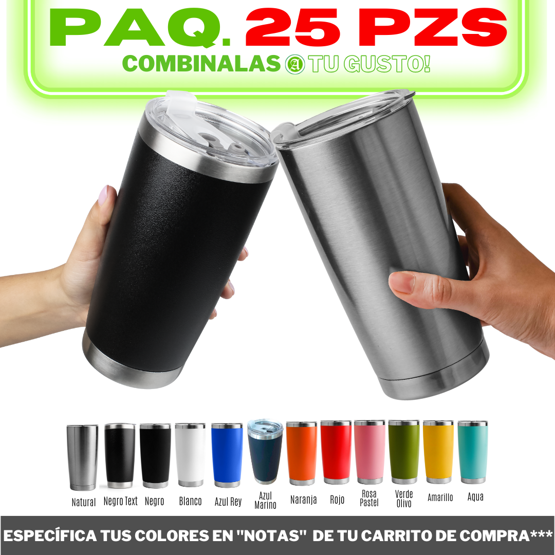 25pzs 20oz / 591ml "CLÁSICO" + Tapa Hermética