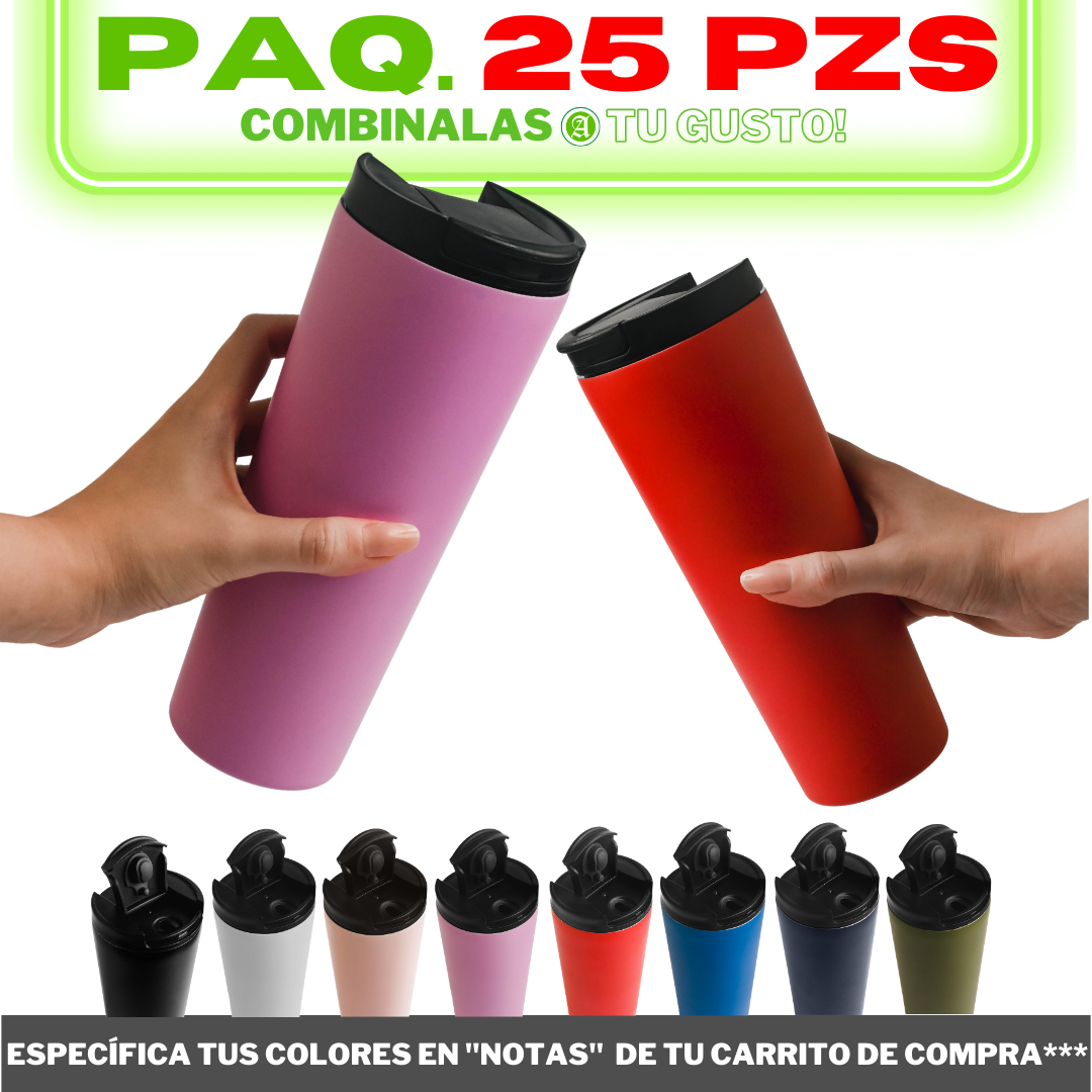 25pzs "TERMO" 16.9oz / 500ml con Tapón Hermético y Tapa de Rosca