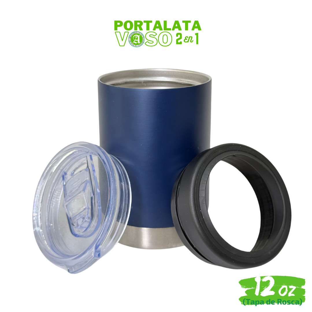25pzs / Portalatas Vaso (2 en 1)  12oz / 354ml+ Tapa de Rosca Hermética
