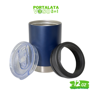 12pzs / Portalatas Vaso (2 en 1)  12oz / 354ml+ Tapa de Rosca Hermética