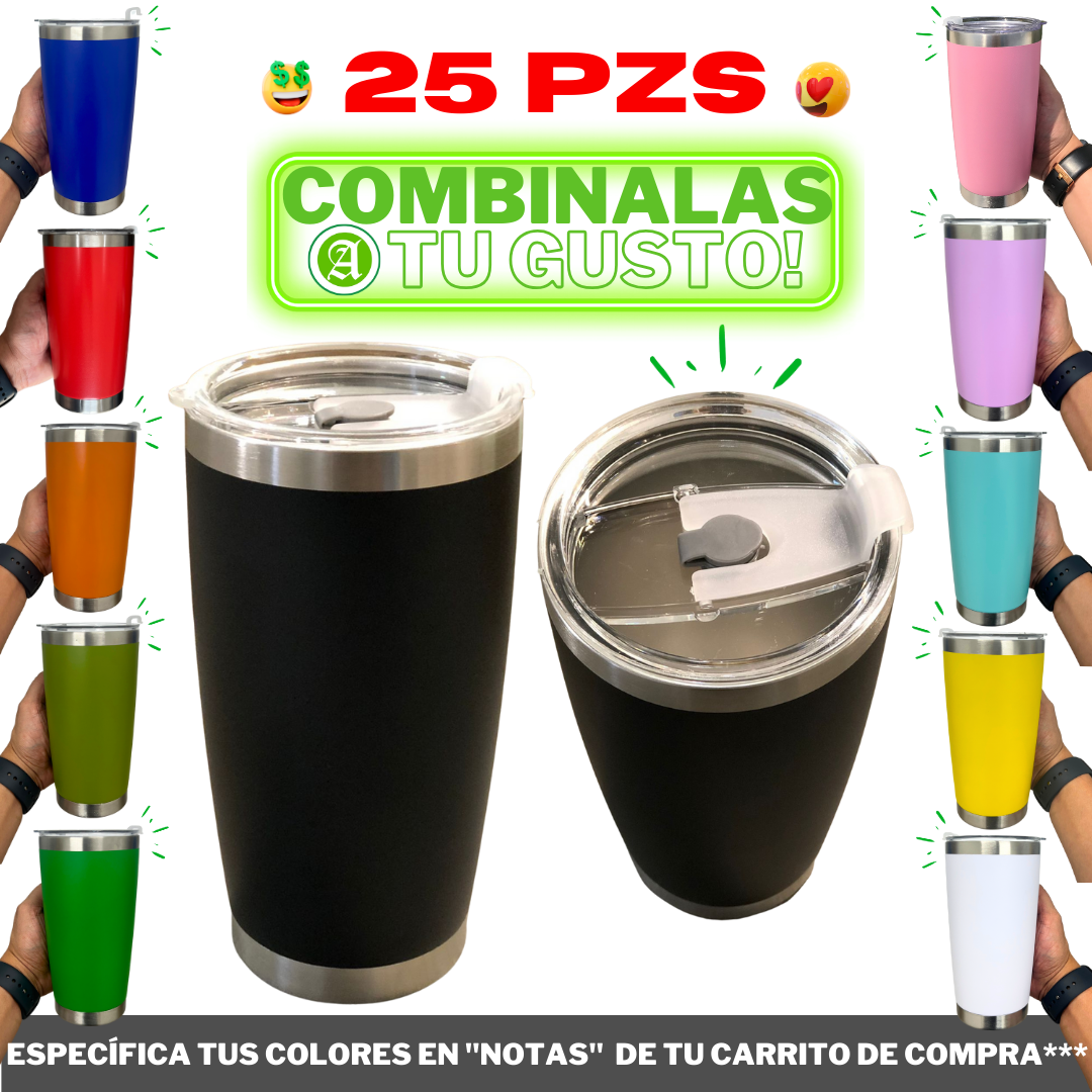 25pzs 20oz / 591ml "CLÁSICO" + Tapa Hermética