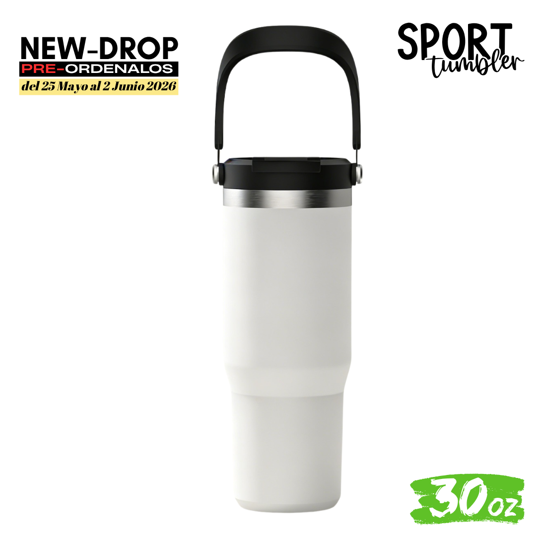 Mayoreo de 12 a 24pzs "SPORT Tumbler" 30oz / 887ml con asa y tapa Hermética 2 en 1