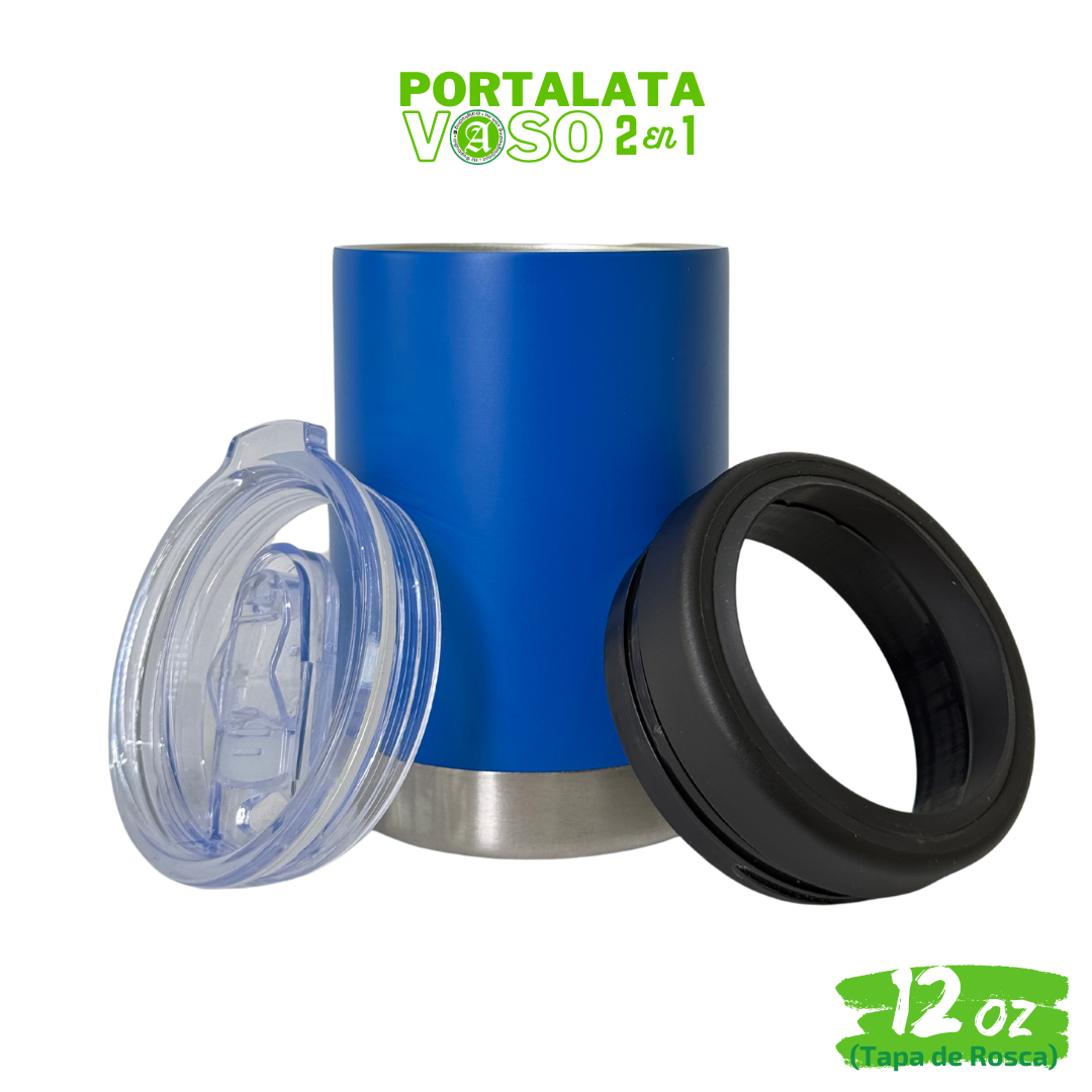 25pzs / Portalatas Vaso (2 en 1)  12oz / 354ml+ Tapa de Rosca Hermética