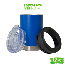 Cargar imagen en el visor de la galería, 12pzs / Portalatas Vaso (2 en 1)  12oz / 354ml+ Tapa de Rosca Hermética
