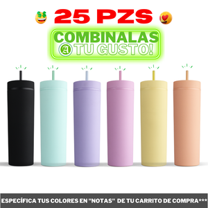 25pzs 20oz / 591ml "PLÁSTICO" + POPOTE