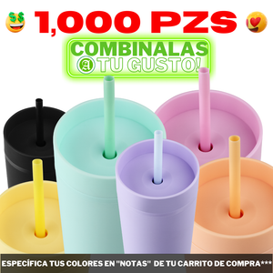 1,000pzs 20oz / 591ml "PLÁSTICO" + POPOTE