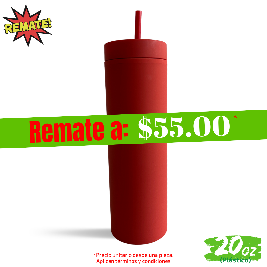 REMATE de Vaso 20oz / 591ml de Plástico + Popote