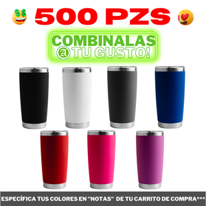 500pzs 20oz / 591ml "TIPO HULE" + Tapa Hermética