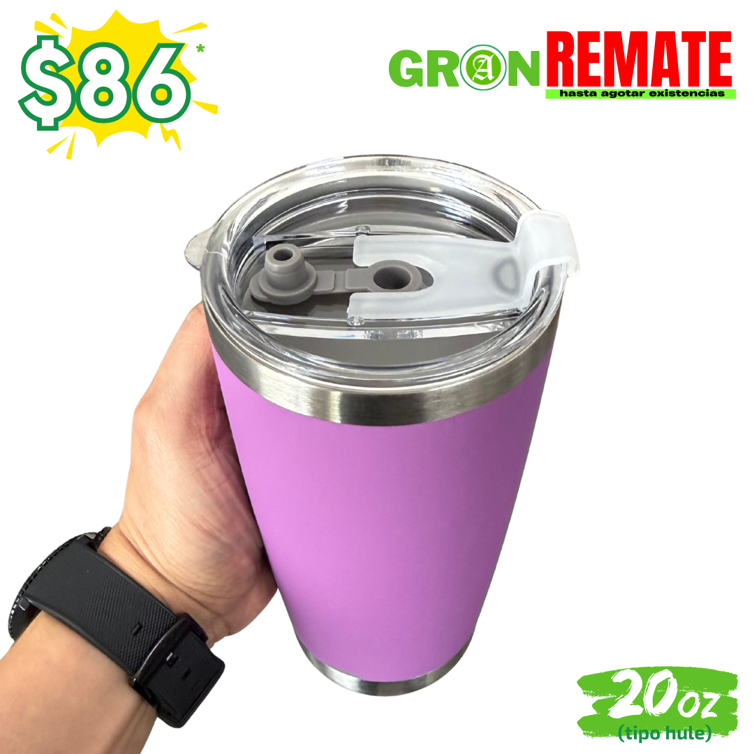 Vaso 20oz / 591ml "TIPO HULE" + Tapa Hermética 🎁