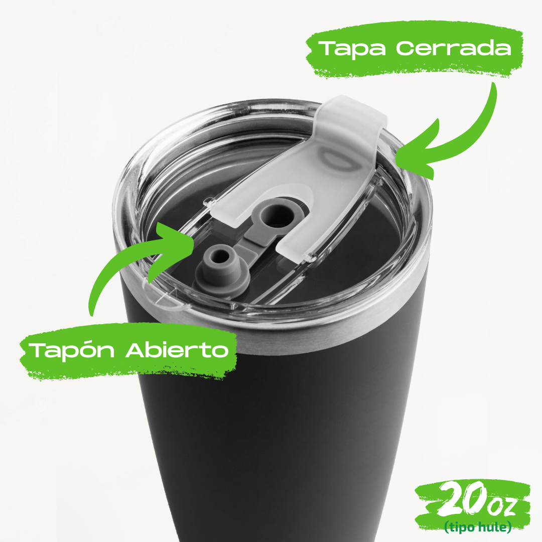 Vaso 20oz / 591ml "TIPO HULE" + Tapa Hermética