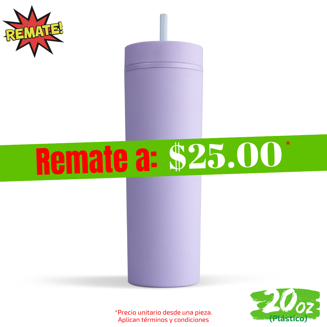 REMATE de Vaso 20oz / 591ml de Plástico + Popote