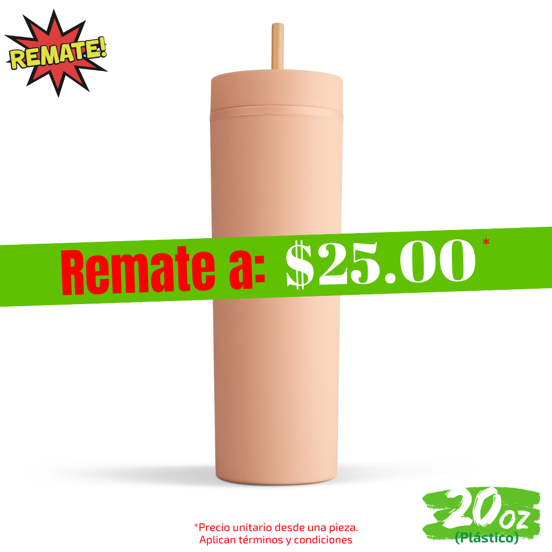 REMATE de Vaso 20oz / 591ml de Plástico + Popote