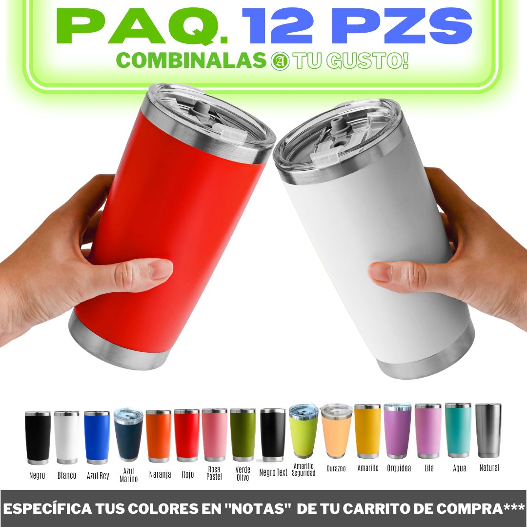 12pzs de 20oz / 591ml "CLÁSICO" + Tapa Hermética