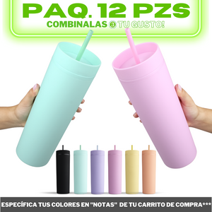 12pzs 20oz / 591ml "PLÁSTICO" + POPOTE